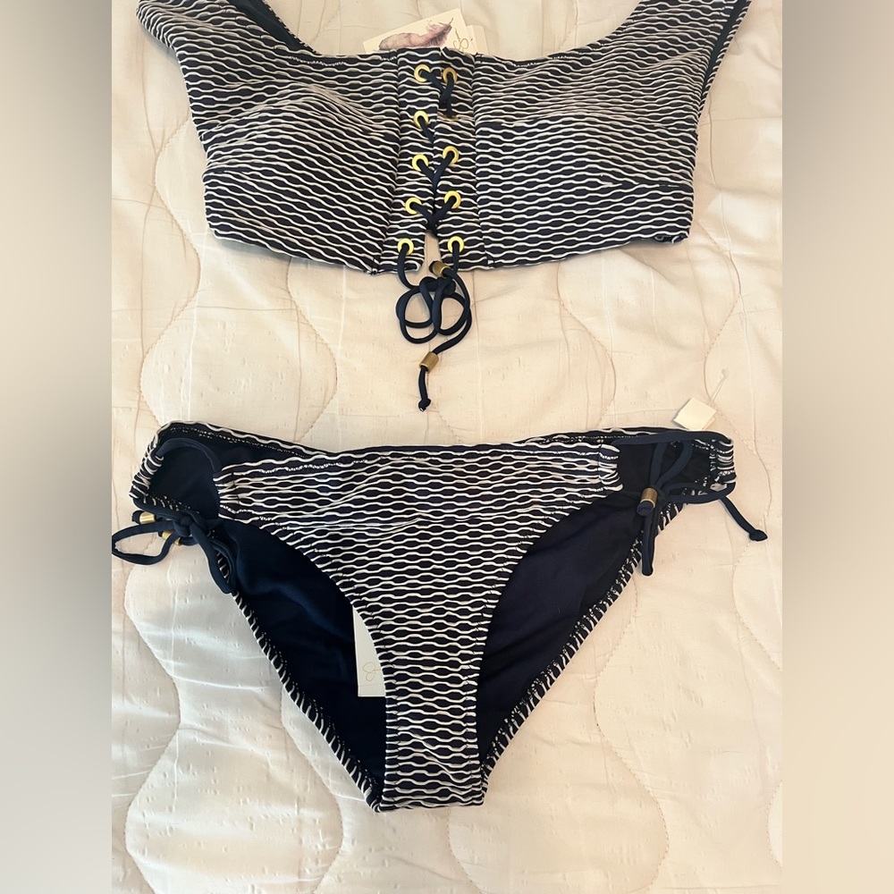 Jessica Simpson blue/white bikini 2 piece